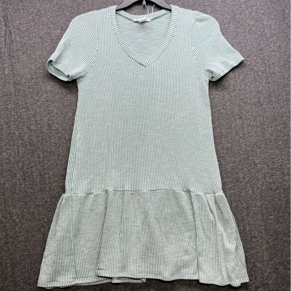 Caution To The Wind Green Striped Short sleeve Dress